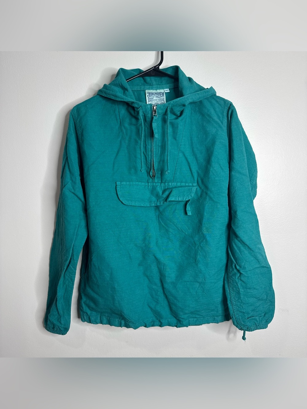 Jungmaven Shoreline Anorak Teal Hooded Jacket Hemp Cotton Unisex Size XS